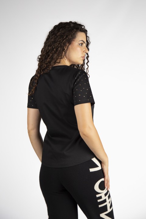 T-shirt brilhos nas mangas T-shirt brilhos nas mangas