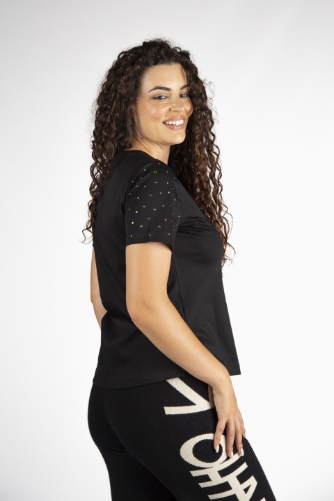 T-shirt brilhos nas mangas T-shirt brilhos nas mangas