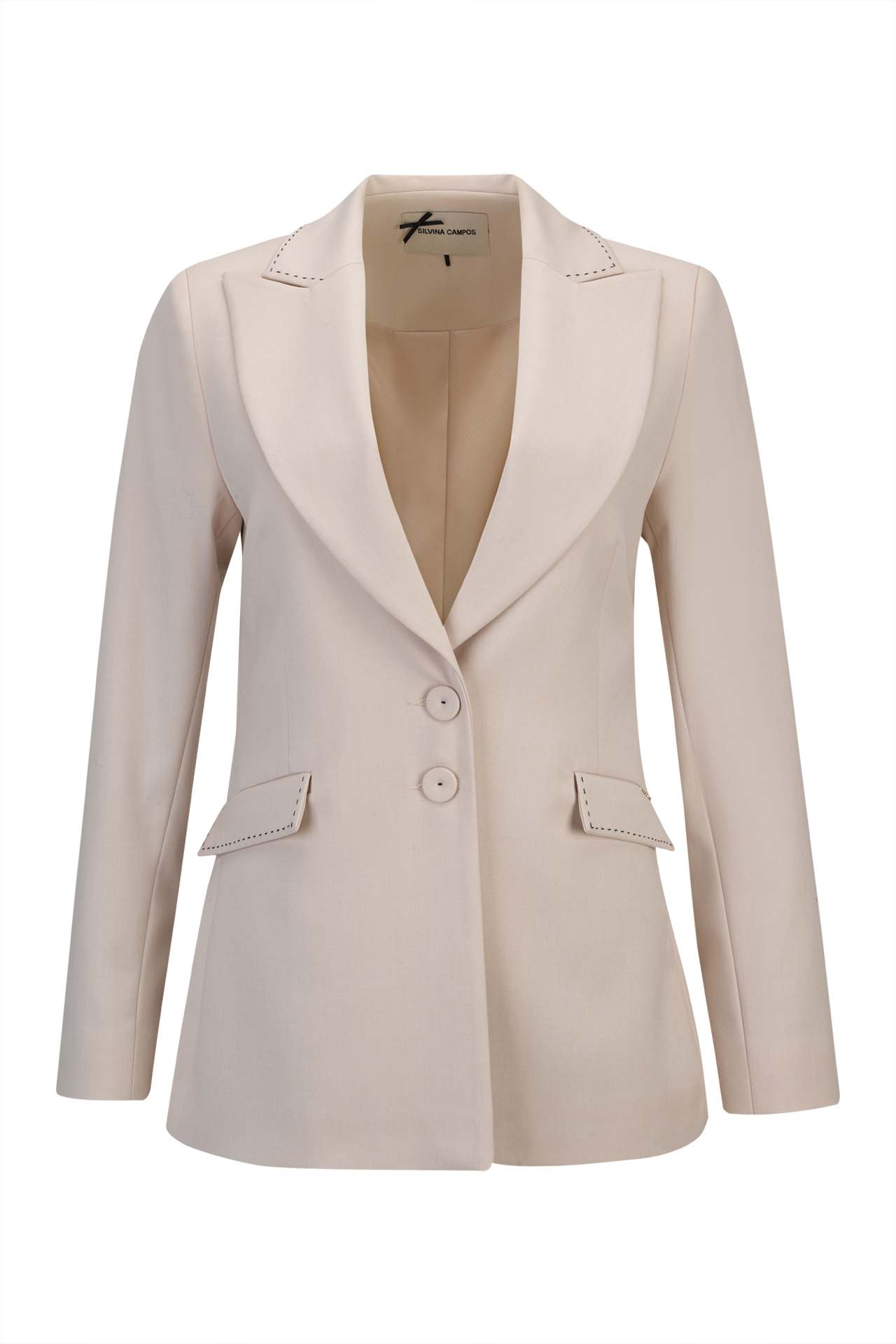 Contrasting topstitching detail blazer