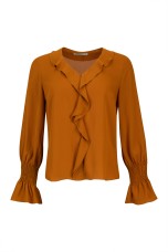 Blouse with ruffles and elasticated cuffs