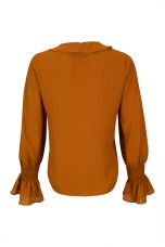 Blouse with ruffles and elasticated cuffs