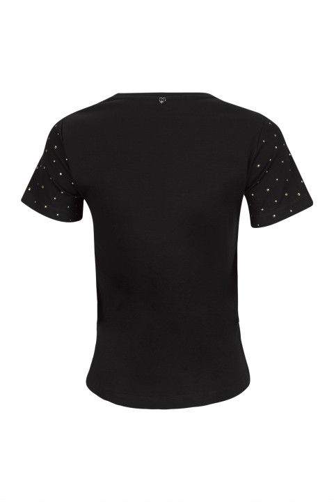 T-shirt brilhos nas mangas T-shirt brilhos nas mangas