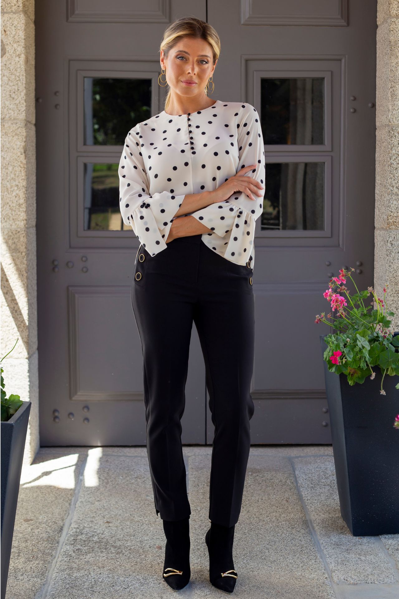 Covered buttons blouse