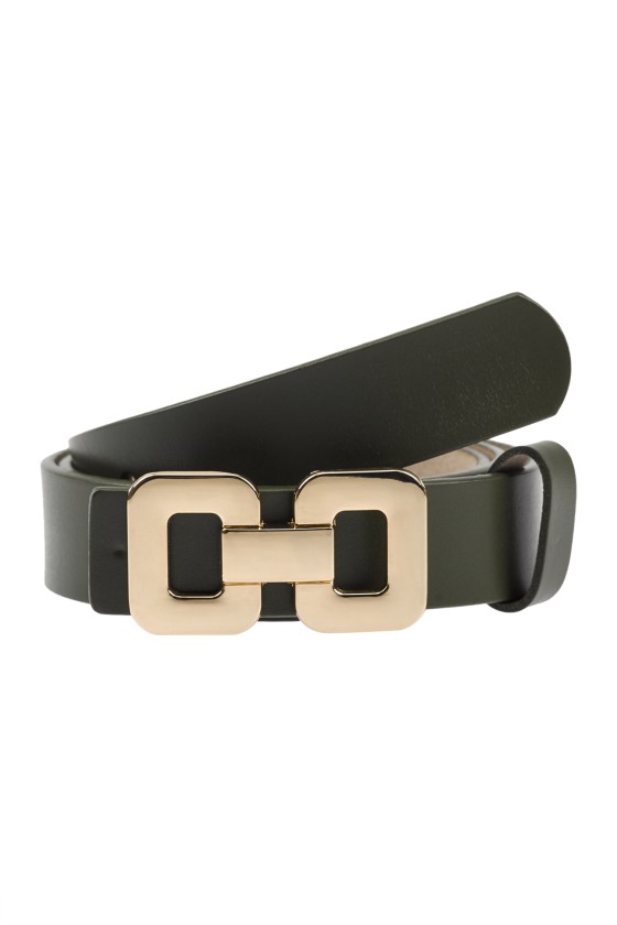 Belt with gold metal buckle
