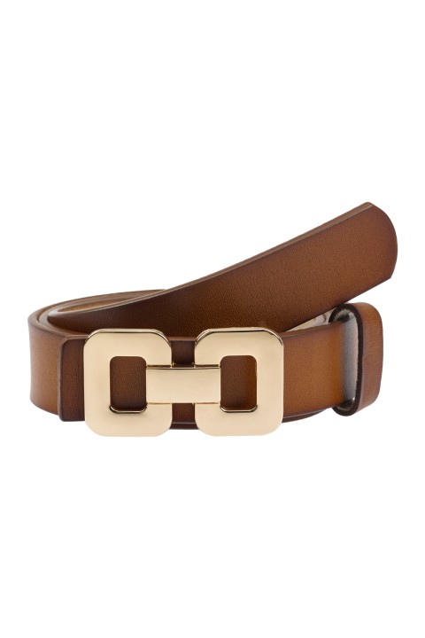 Belt with gold metal buckle