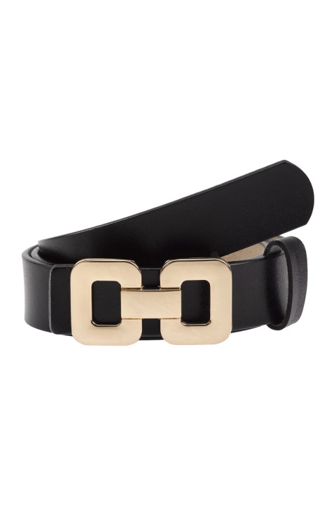 Belt with gold metal buckle