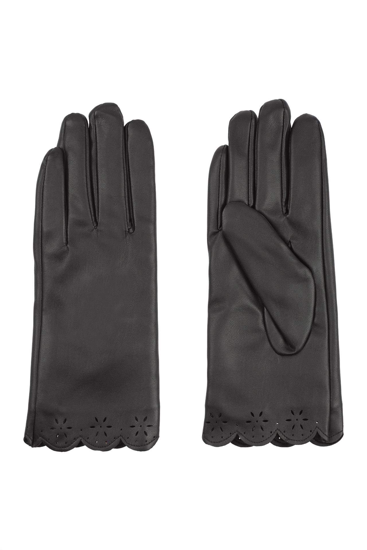 Gloves with laser cut scalloped edge