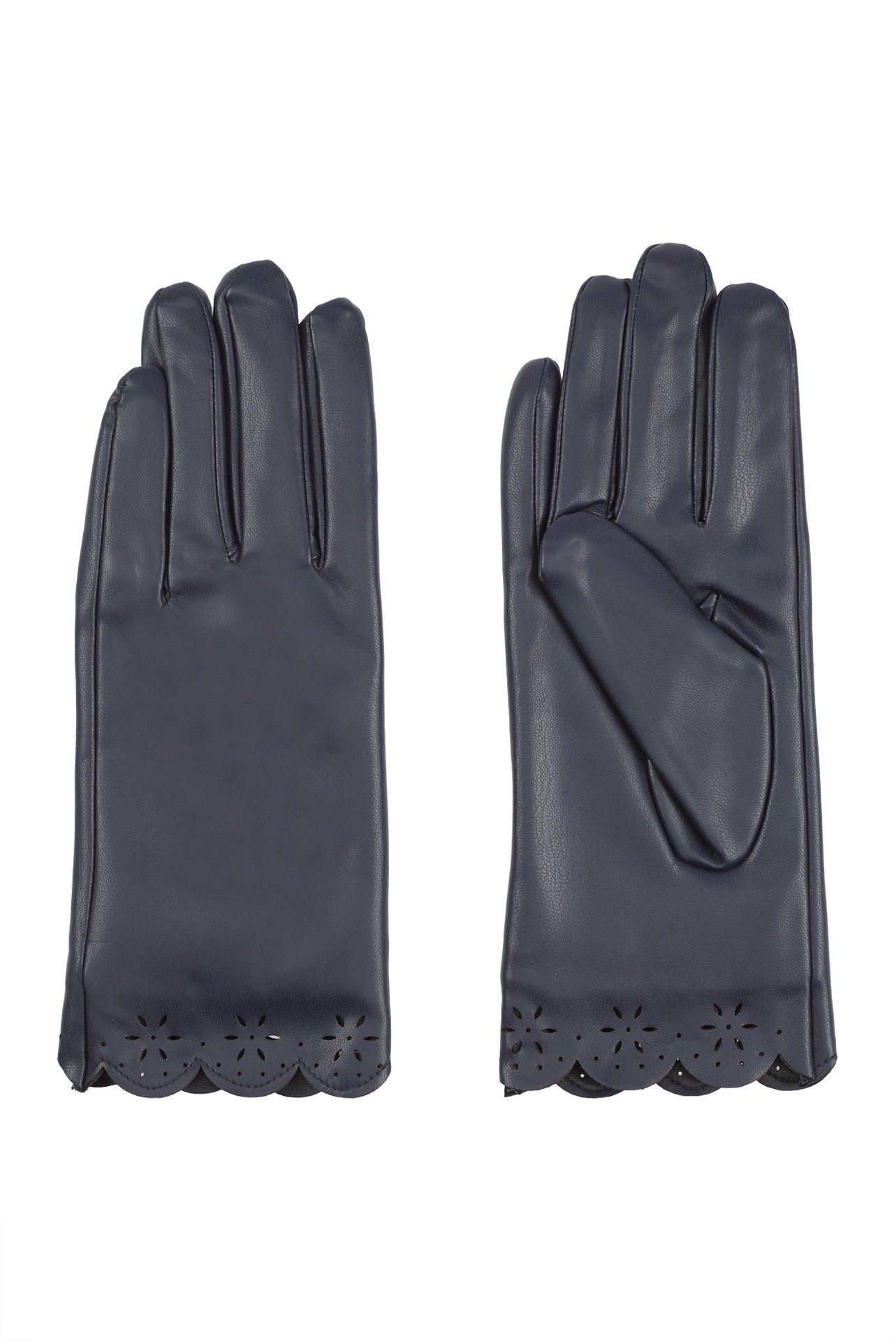 Gloves with laser cut scalloped edge