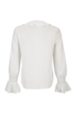 Blouse with ruffles and elasticated cuffs