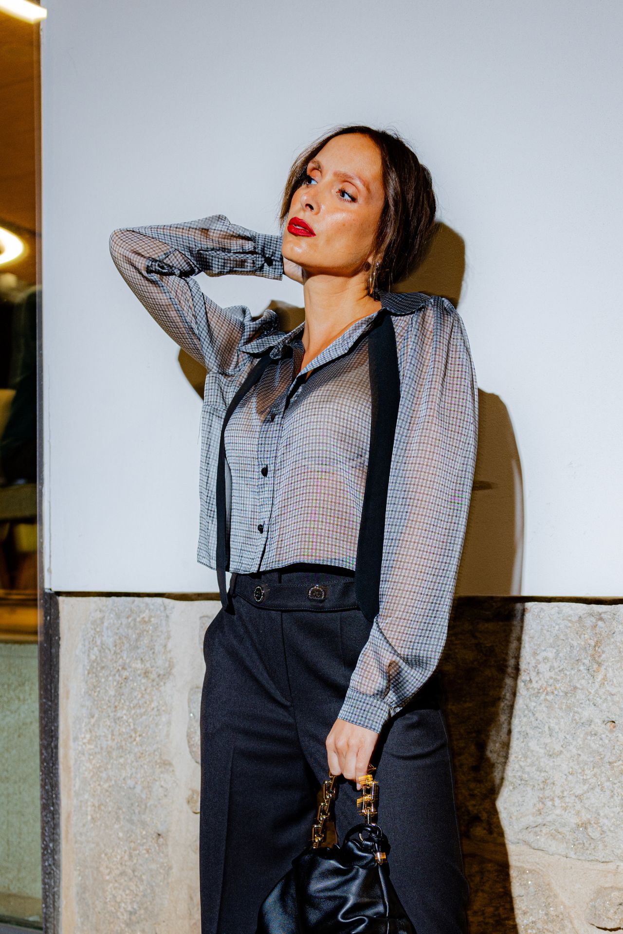 Blusa transparente a cuadros