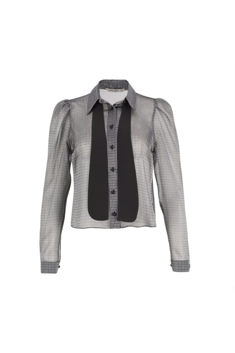 Blusa transparente a cuadros 