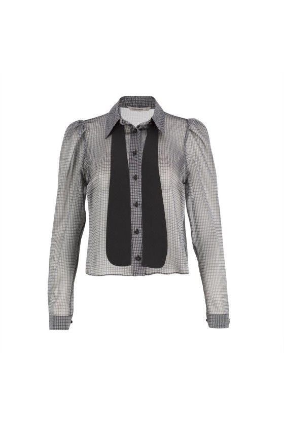 Blusa transparente a cuadros 