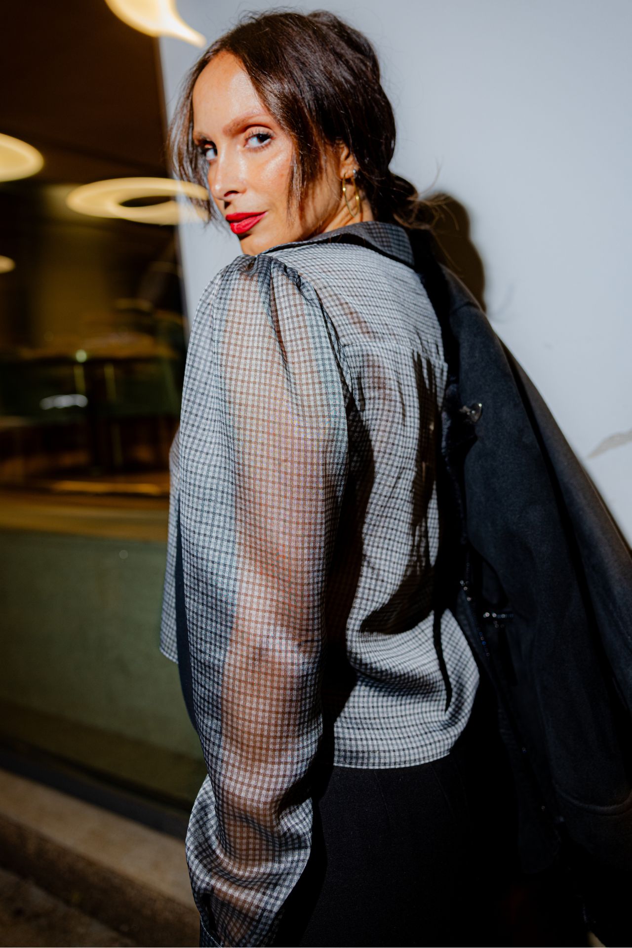 Blusa transparente a cuadros