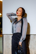 Blusa transparente a cuadros 