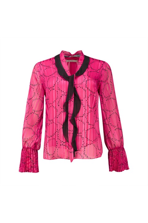 Túnica de mangas largas con puños plisados Túnica de mangas largas con puños plisados