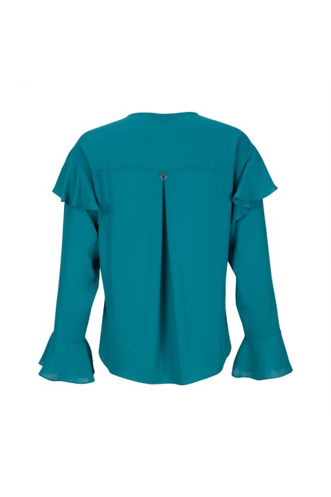 Túnica de manga larga y botones forrados Túnica de manga larga y botones forrados