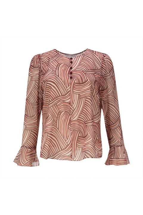 Tnica de escote redondo con botones forrados