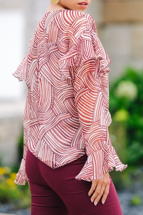 Tnica de escote redondo con botones forrados