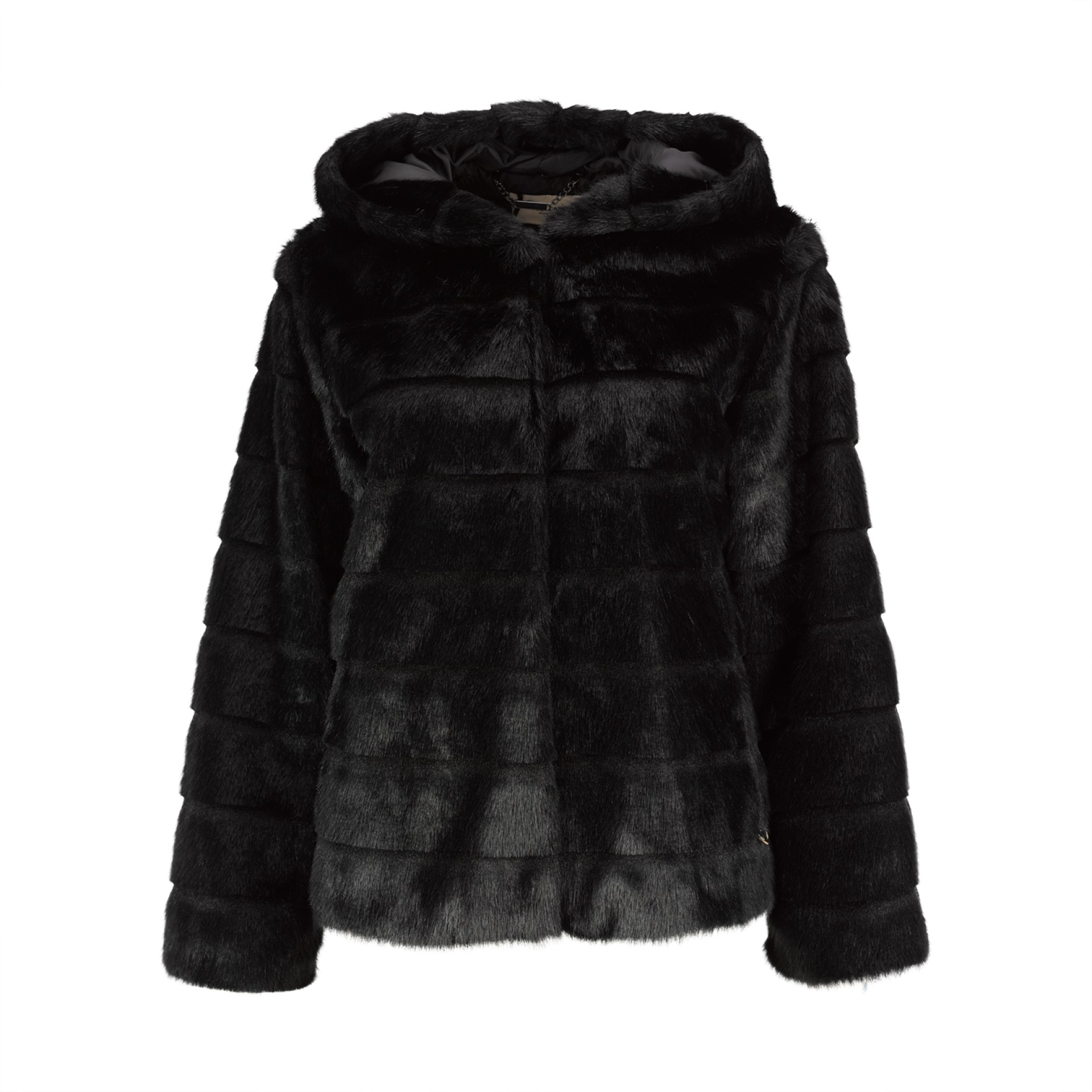 Faux fur coat with hood