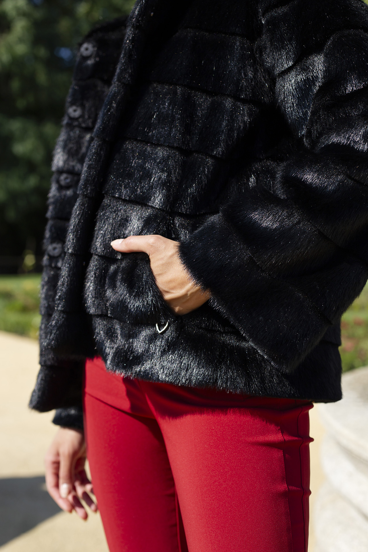 Faux fur coat with hood