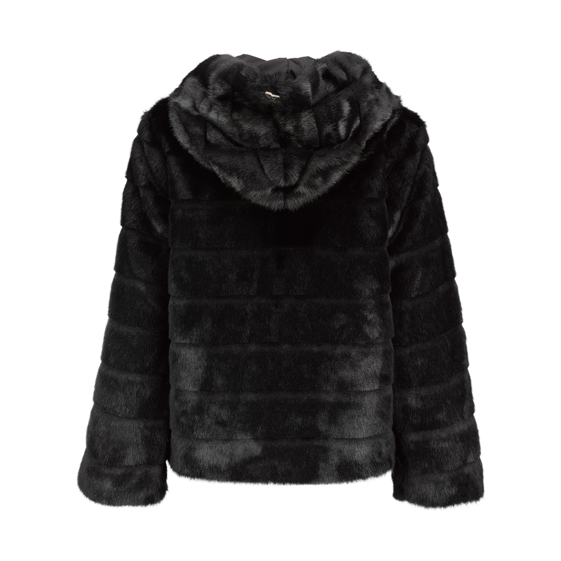 Faux fur coat with hood