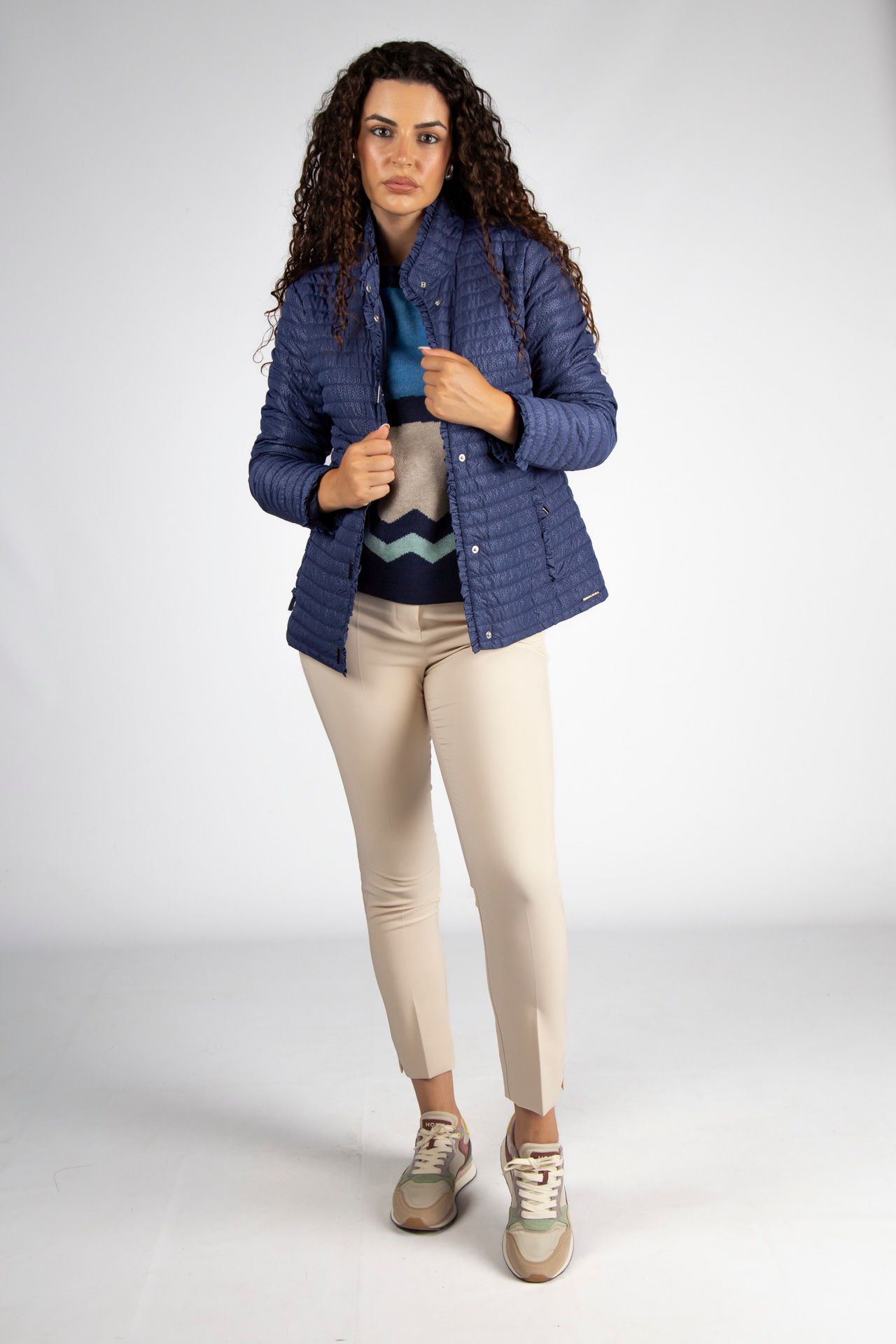 Geometric pattern knitted jumper