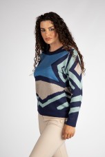 Geometric pattern knitted jumper