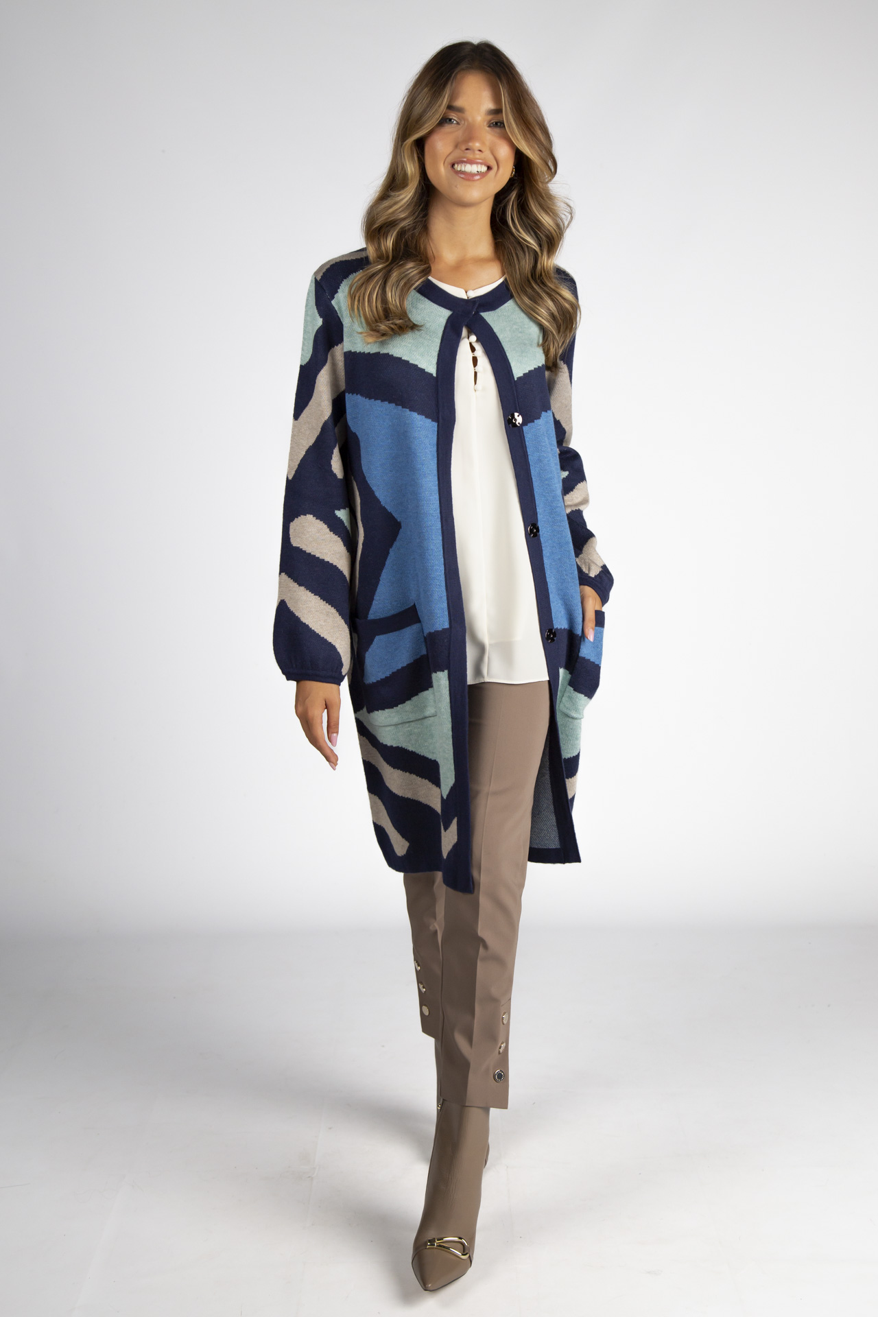 Cárdigan estampado geométrico