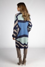 Geometric pattern knitted coat