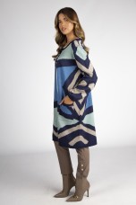Geometric pattern knitted coat
