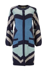 Geometric pattern knitted coat