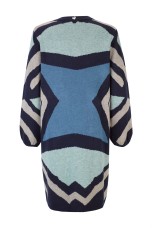 Geometric pattern knitted coat