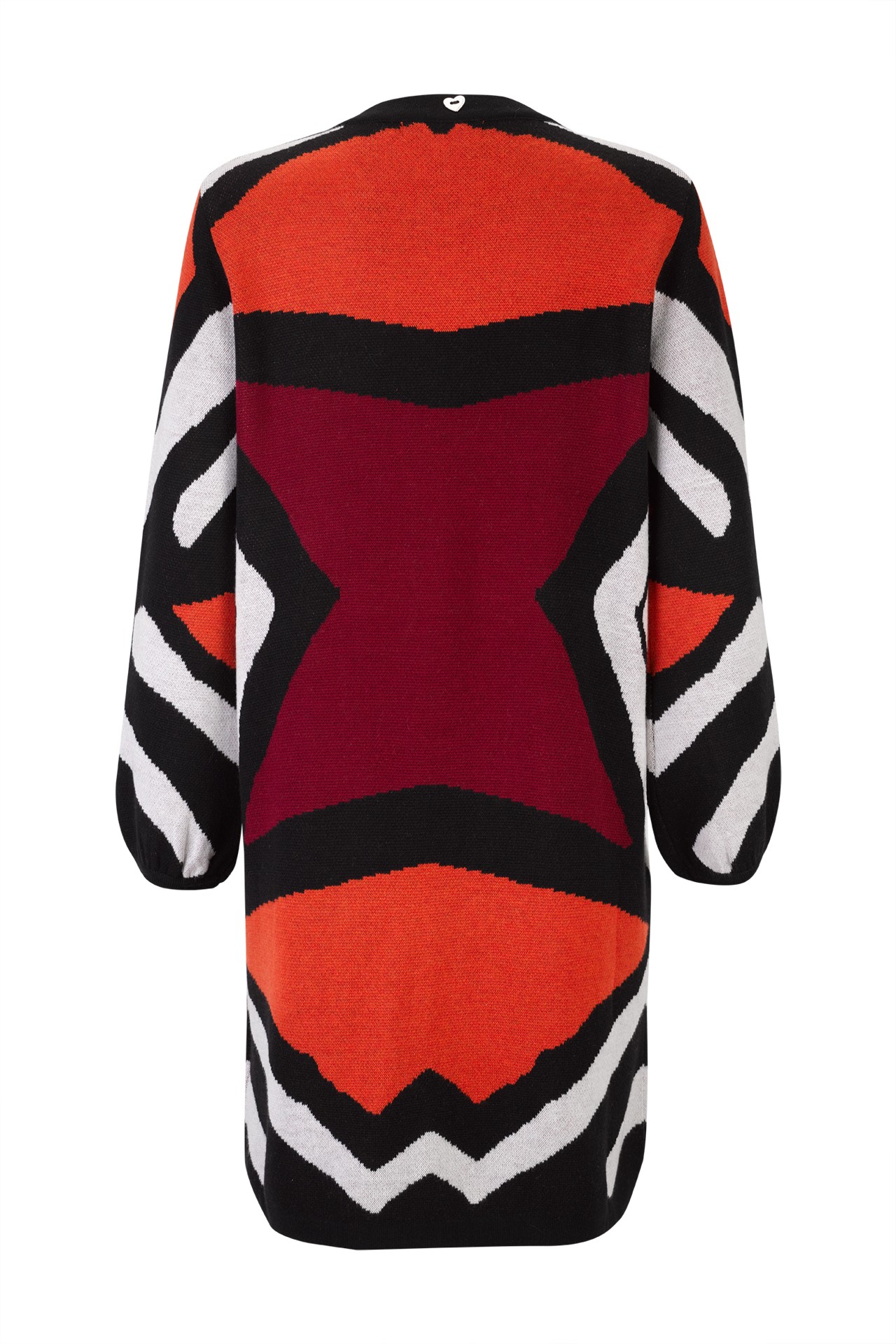 Geometric pattern knitted coat