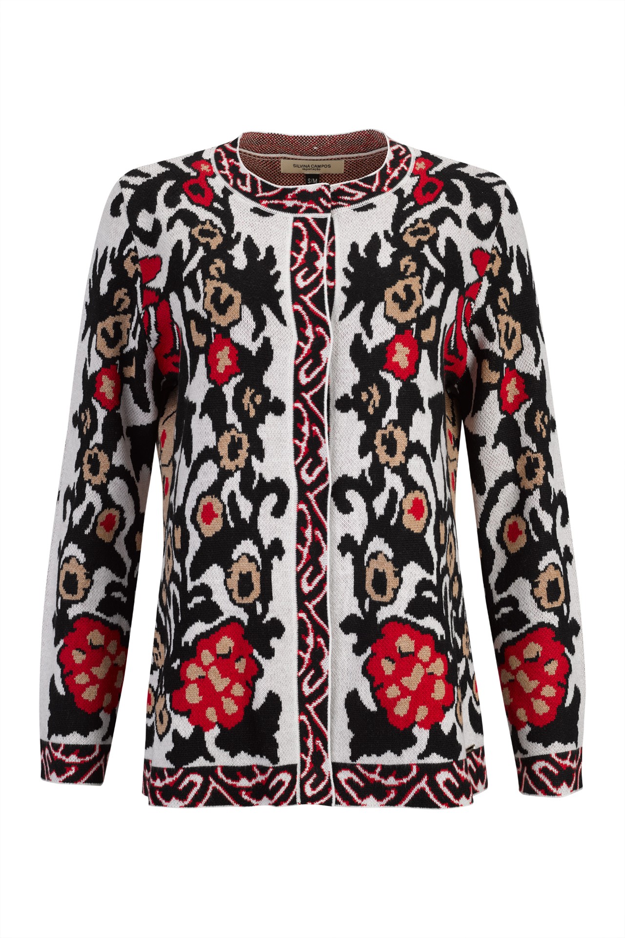 Graphic pattern knitted jacket