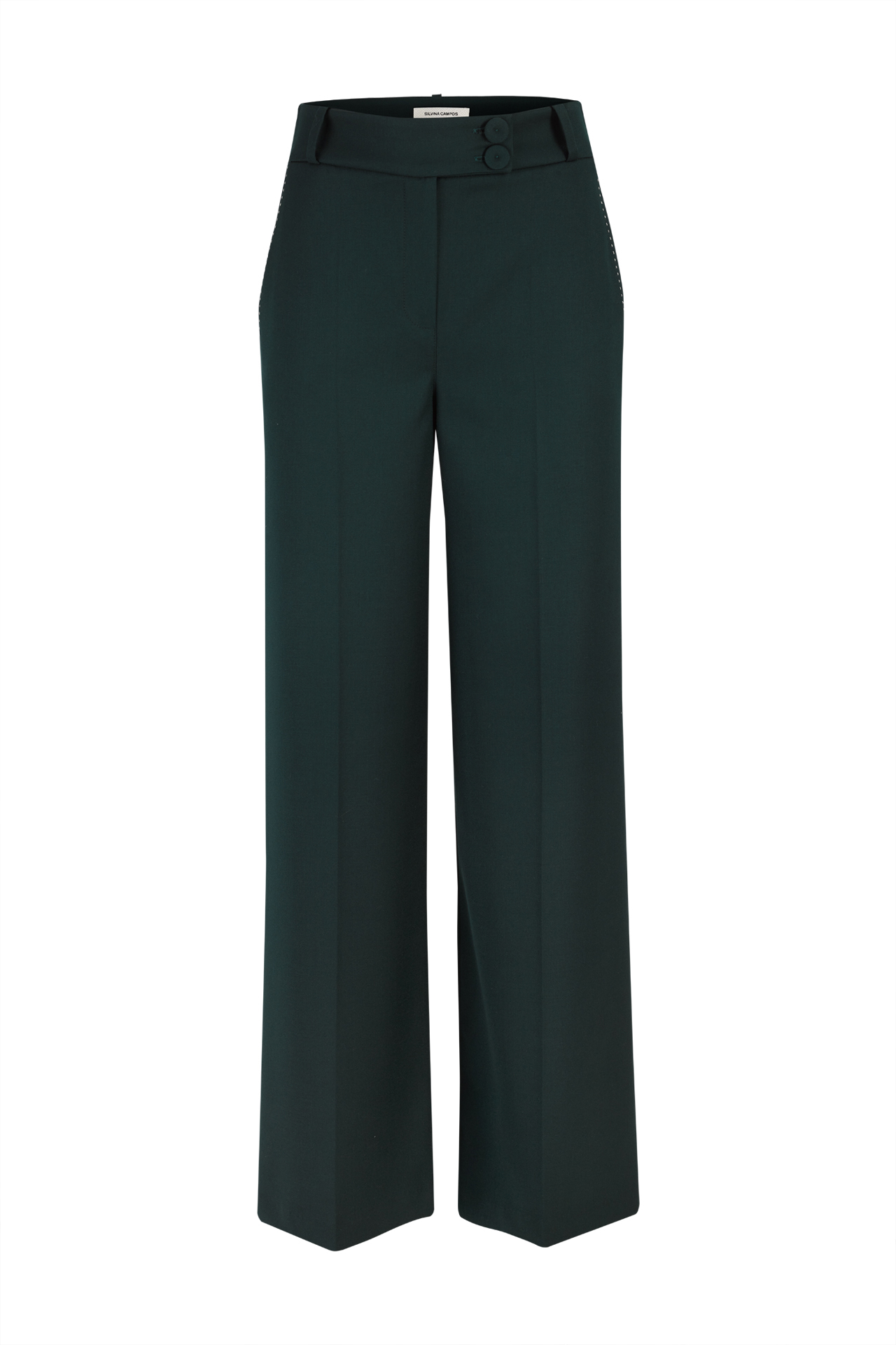 Trousers with contrasting topstitching detail