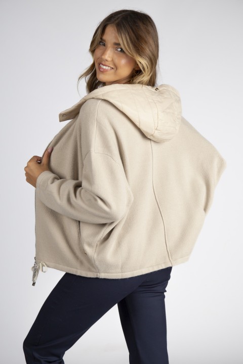 Bomber-style jacket with hood