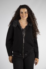 Bomber-style jacket with hood