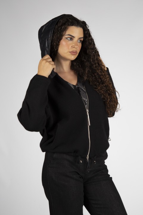 Bomber-style jacket with hood