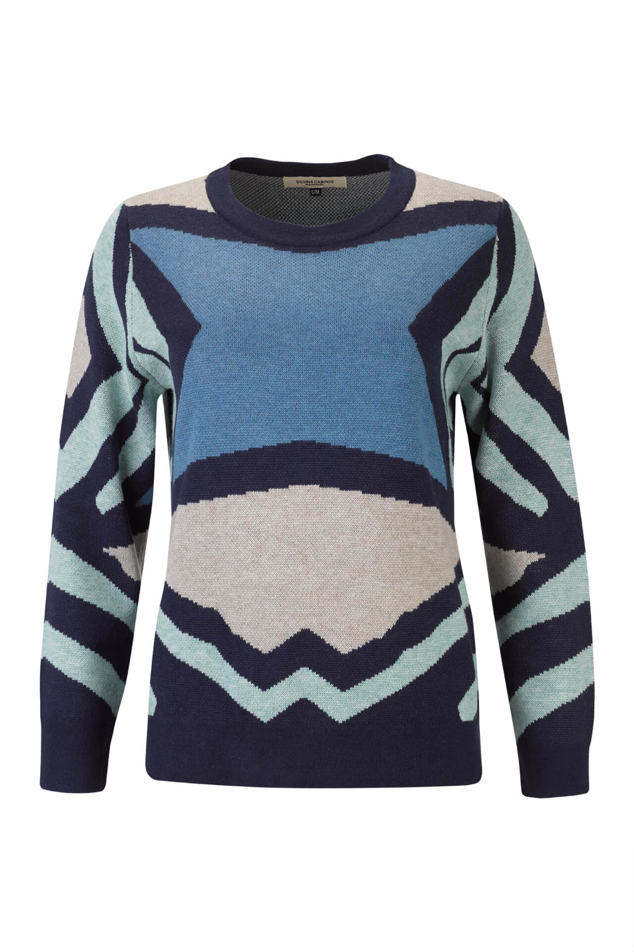 Geometric pattern knitted jumper