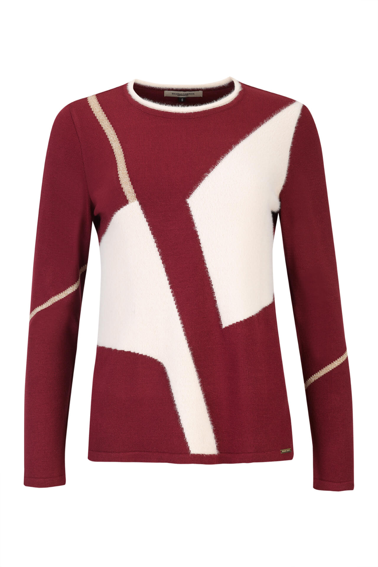 Knitted jumper with geometric design