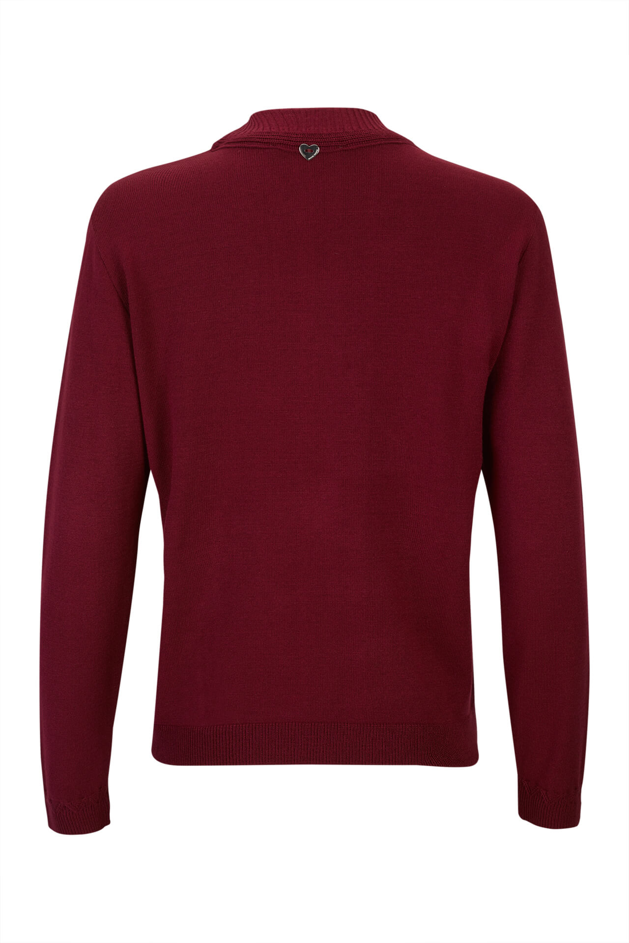 Knitted jumper with twisted collar