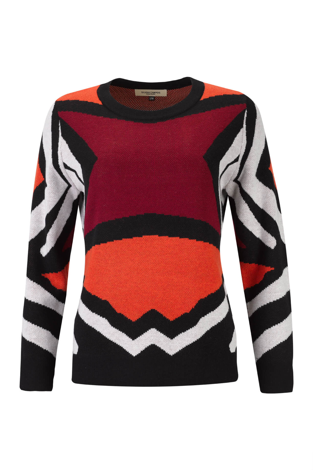 Geometric pattern knitted jumper