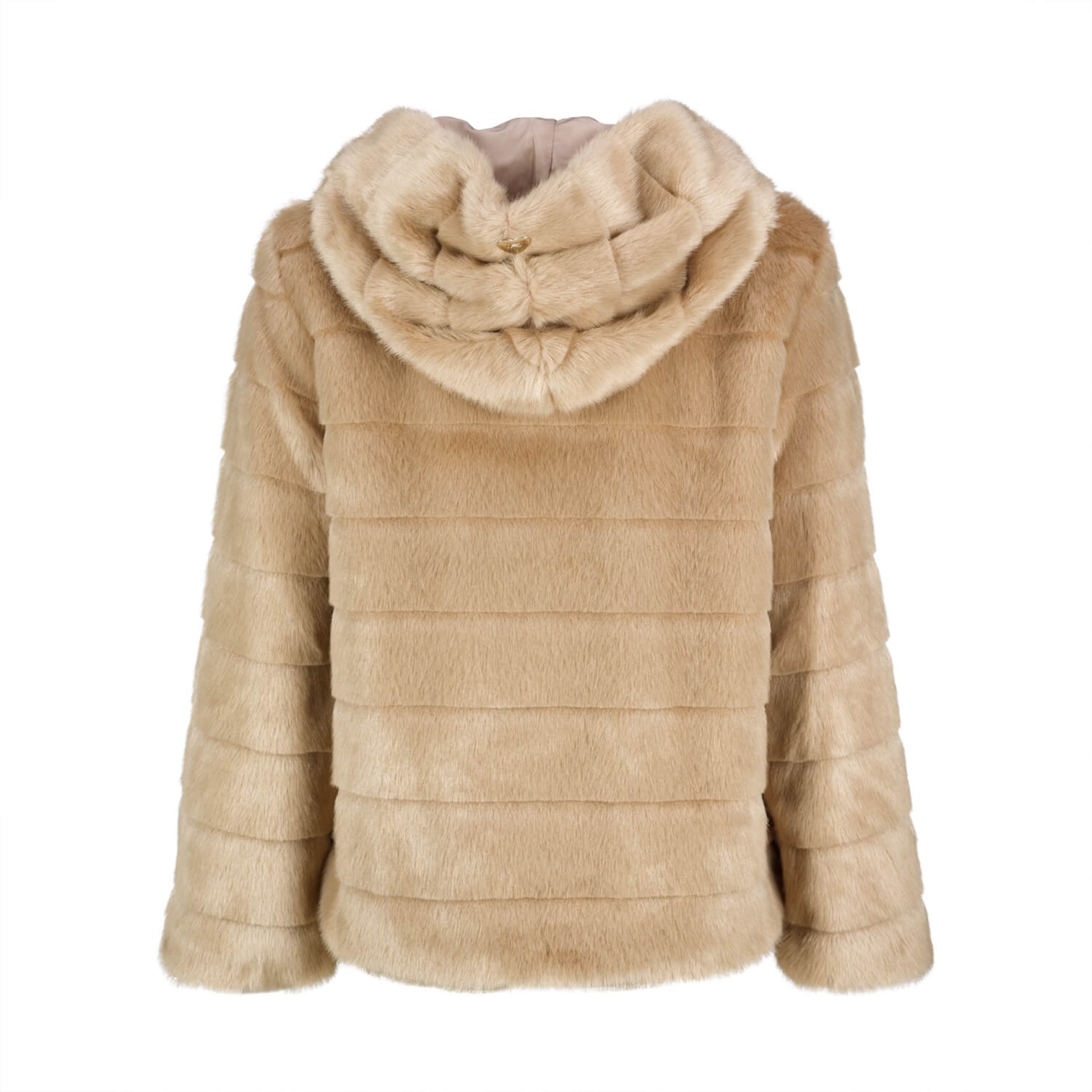 Faux fur coat with hood