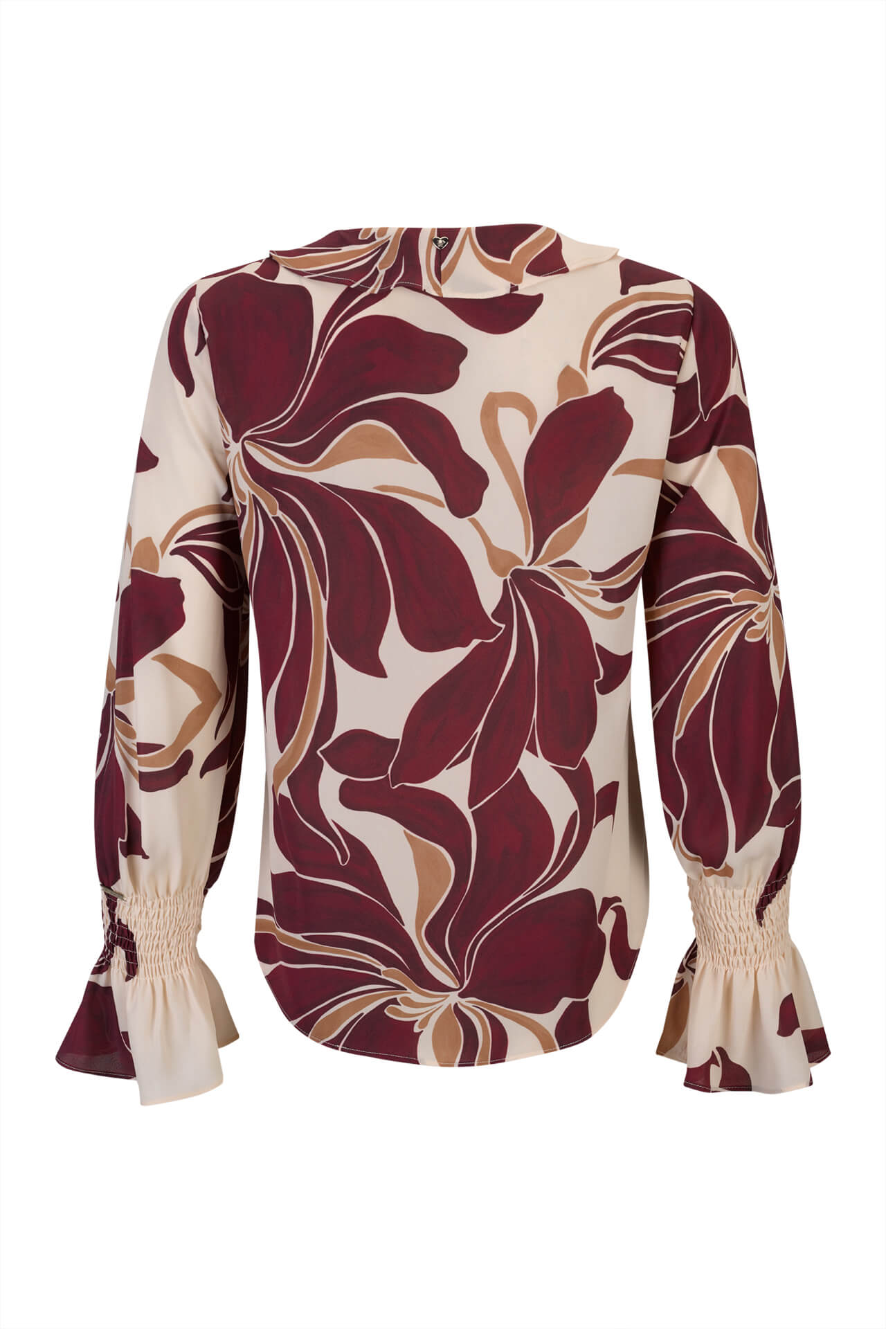 Blouse with ruffles and elasticated cuffs