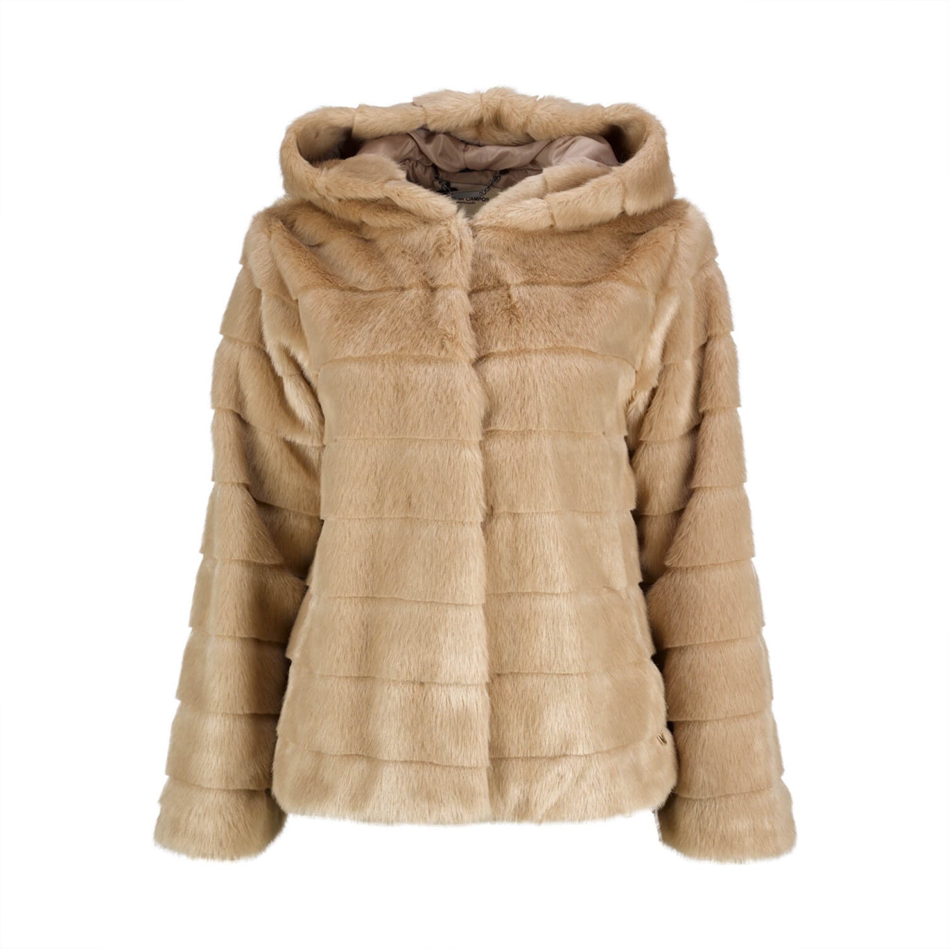 Faux fur coat with hood