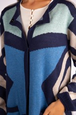 Geometric pattern knitted coat