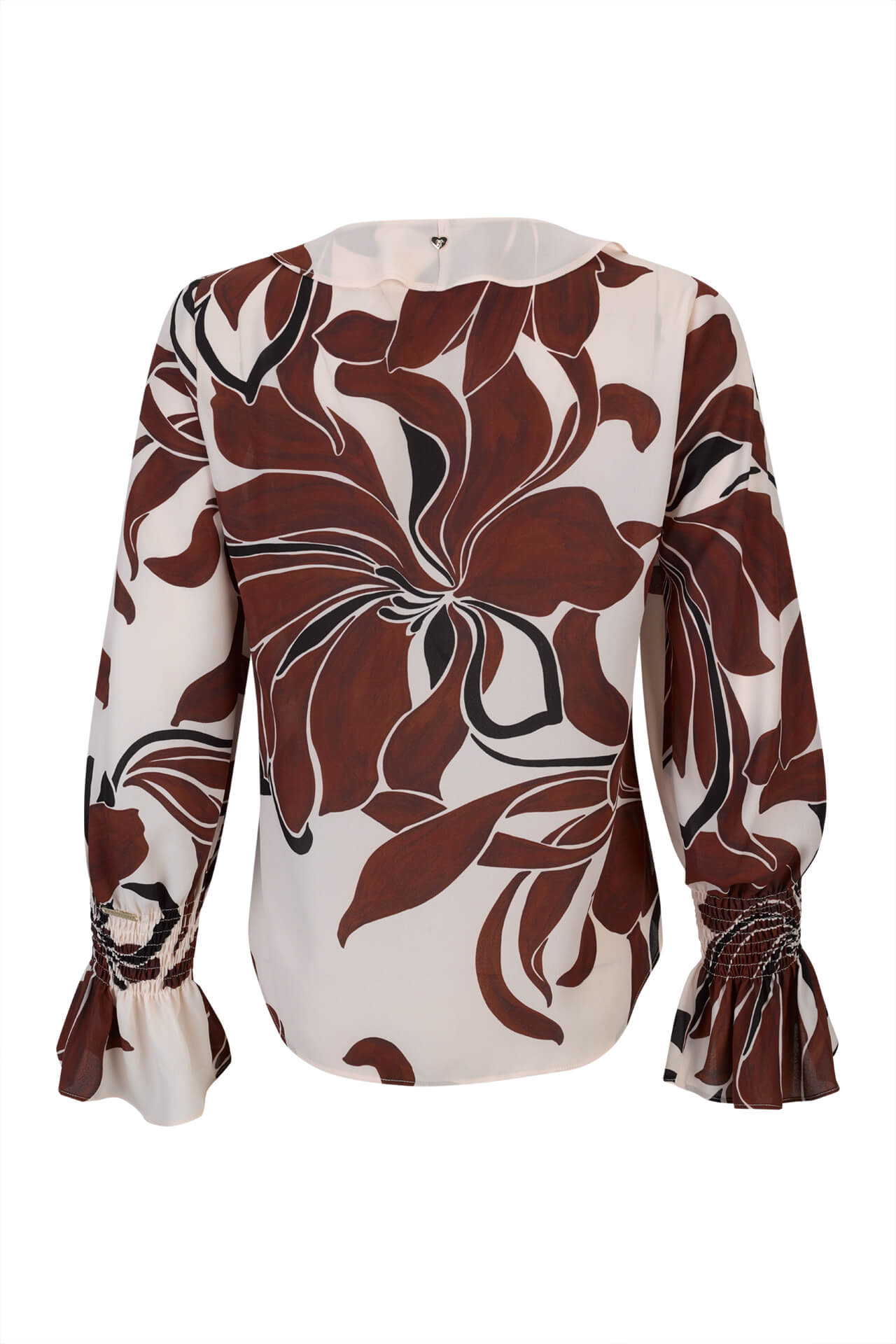 Blouse with ruffles and elasticated cuffs