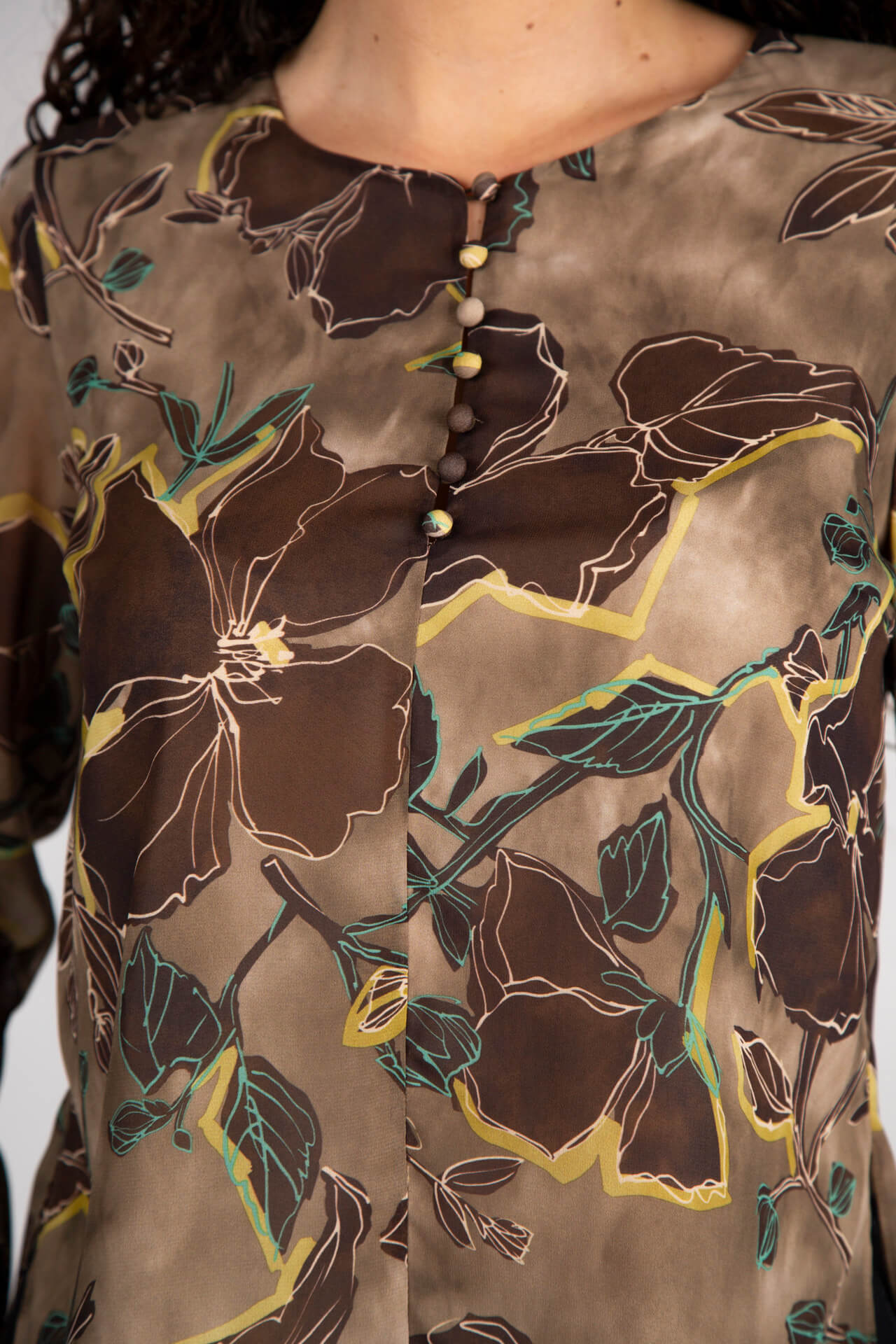 Covered buttons blouse