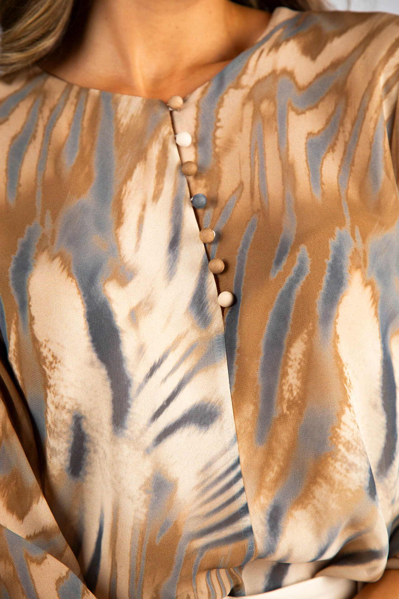 Covered buttons blouse