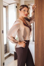 Blouse with shoulder bow